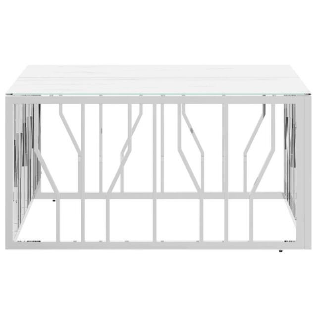Berkfield Home Modern Coffee Table Silver 80x80x40 cm Stainless Steel & Glass - Size: 80 x 80 x 40 cm - image 1