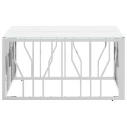 Berkfield Home Modern Coffee Table Silver 80x80x40 cm Stainless Steel & Glass - Size: 80 x 80 x 40 cm - thumbnail 1