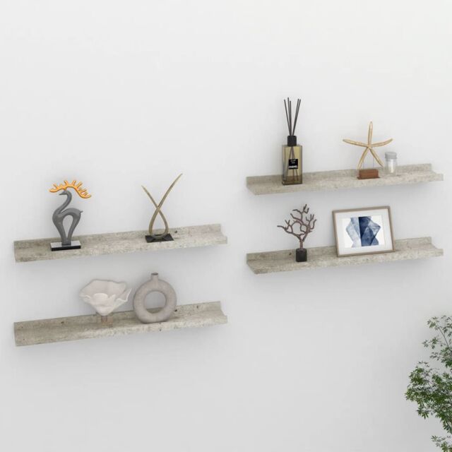 Berkfield Home Wall Shelves 4 pcs Concrete Grey 60x9x3 cm - Size: 60 x 9 x 3 cm - image 1