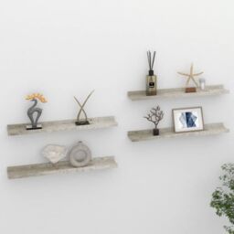 Berkfield Home Wall Shelves 4 pcs Concrete Grey 60x9x3 cm - Size: 60 x 9 x 3 cm - thumbnail 1