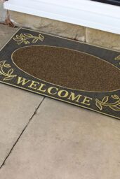 JVL Metallic Look Welcome Floral PVC Scraper Doormat 45x75cm Gold - Size: 45 cm x 75 cm - thumbnail 2