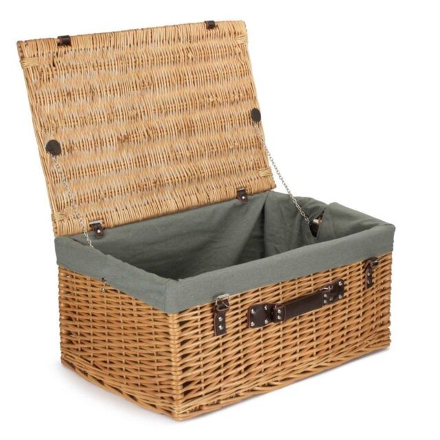 Red Hamper 60cm Buff Wicker Basket with Grey Lining - image 1