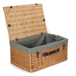 Red Hamper 60cm Buff Wicker Basket with Grey Lining - thumbnail 1