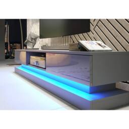 Creative Furniture Bloom TV Unit 180cm - Dark Grey with Gloss Doors & LED Lights - thumbnail 4