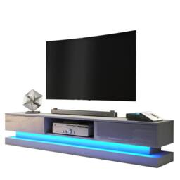 Creative Furniture Bloom TV Unit 180cm - Dark Grey with Gloss Doors & LED Lights - thumbnail 7
