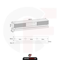 Creative Furniture Bloom TV Unit 180cm - Dark Grey with Gloss Doors & LED Lights - thumbnail 8