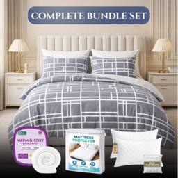 Grace Bricks Brushed Microfiber Bedding Bundle Set Ultrasoft Hypoallergenic in Grey - Size: King