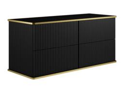 Vente-unique Fluted Wall-Hung Bathroom Unit With Gold Trim & Round Double in Black - thumbnail 7