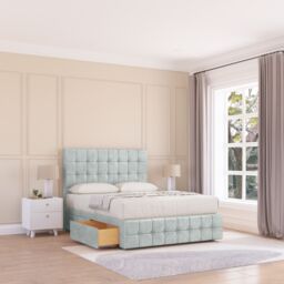 "Sloomy Berlin Divan Bed Base No Drawers 12"" Footboard & 26"" Struts Headboard in Silver - Size: Small Double" - thumbnail 1