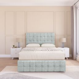 "Sloomy Berlin Divan Bed Base No Drawers 12"" Footboard & 26"" Struts Headboard in Silver - Size: Small Double" - thumbnail 2