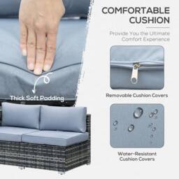 OUTSUNNY 4 Pieces Rattan Furniture Set Patio Conversation Set with Coffee Table Grey - thumbnail 6