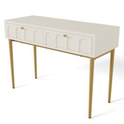 Nordara Console Table with Drawers for Hallway, Metal Frame Side Table in White - thumbnail 2