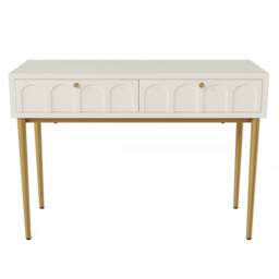 Nordara Console Table with Drawers for Hallway, Metal Frame Side Table in White - thumbnail 3