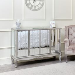 Melody Maison Large Mirrored Sideboard - Tiffany Range in Silver - thumbnail 4