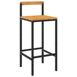 Berkfield Home 5 Piece Garden Bar Set Black Poly Rattan&Solid Wood Acacia - thumbnail 4