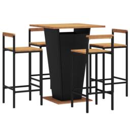 Berkfield Home 5 Piece Garden Bar Set Black Poly Rattan&Solid Wood Acacia - thumbnail 3
