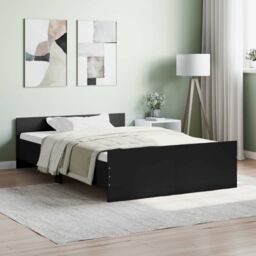 Berkfield Home Bed Frame with Headboard & Footboard Black 120x200 cm - Size: Small Double - thumbnail 1