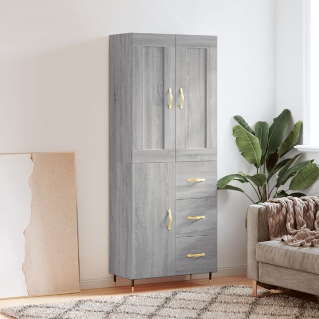 Berkfield Home Highboard Grey Sonoma 69.5x34x180 cm Engineered Wood - image 1