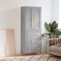 Berkfield Home Highboard Grey Sonoma 69.5x34x180 cm Engineered Wood - thumbnail 1