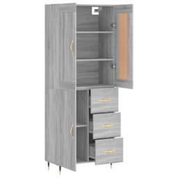 Berkfield Home Highboard Grey Sonoma 69.5x34x180 cm Engineered Wood - thumbnail 4