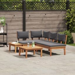 Berkfield Home Garden Bench Set with Cushion 4 pcs Brown Dark gray Wood brown - thumbnail 4