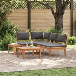 Berkfield Home Garden Bench Set with Cushion 4 pcs Brown Dark gray Wood brown - thumbnail 1