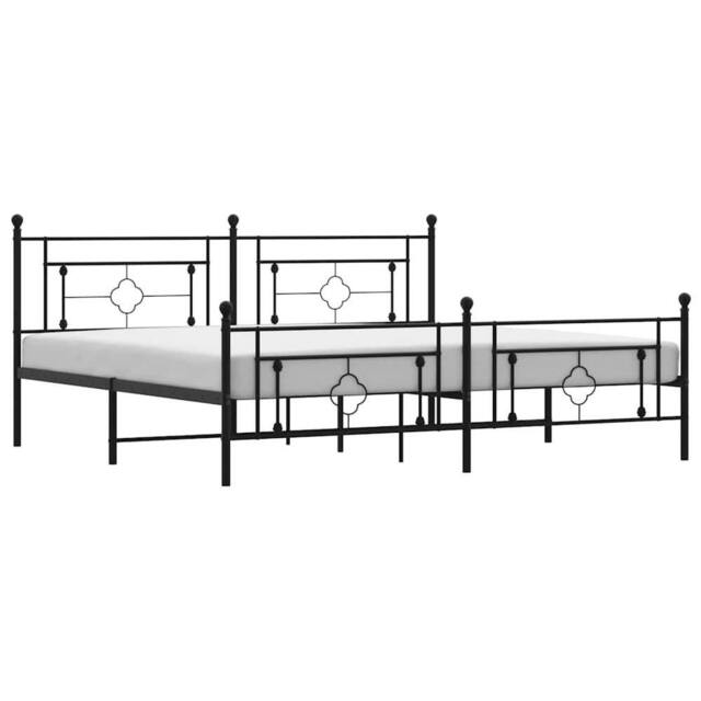 Berkfield Home Metal Bed Frame without Mattress with Footboard Black 193x203cm - Size: 193x203 cm - image 1
