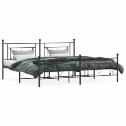 Berkfield Home Metal Bed Frame without Mattress with Footboard Black 193x203cm - Size: 193x203 cm - thumbnail 5