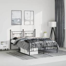 Berkfield Home Metal Bed Frame without Mattress with Footboard Black 193x203cm - Size: 193x203 cm - thumbnail 2