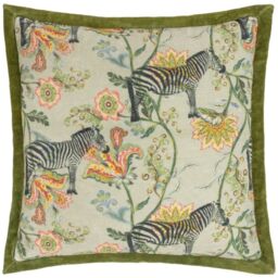 Wylder Tropics Sundara Printed Velvet Cushion in Green - Size: 50 cm x 50 cm - thumbnail 2