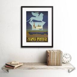 "Artery8 Travel Simplon Tunnel Orient Express Venice London Paris UK Framed Art in Blue - Size: W12"" x H16""" - thumbnail 2