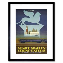 "Artery8 Travel Simplon Tunnel Orient Express Venice London Paris UK Framed Art in Blue - Size: W12"" x H16""" - thumbnail 1