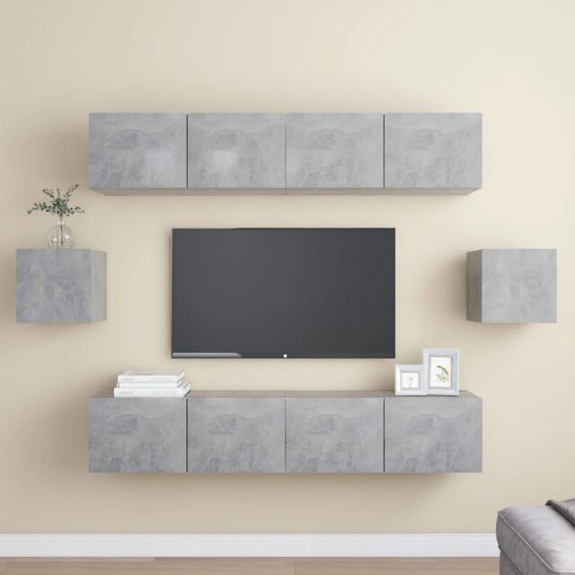 Berkfield Home 6 Piece TV Cabinet Set Concrete Grey Engineered Wood - image 1