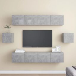 Berkfield Home 6 Piece TV Cabinet Set Concrete Grey Engineered Wood - thumbnail 1