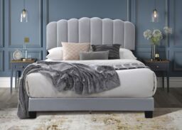 Flintshire Furniture Ltd Hope Plush Grey Fabric Bed Frame - Size: King - thumbnail 2