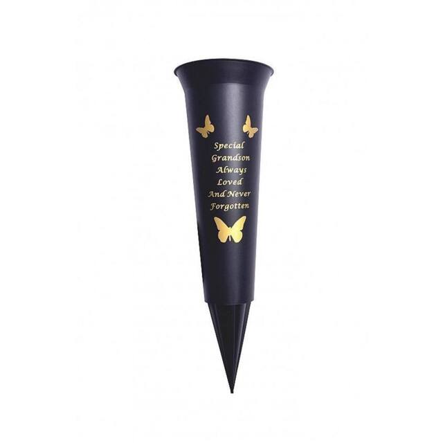 David Fischhoff Memorial Grave Plastic Spike Vase - Grandson in Black - image 1