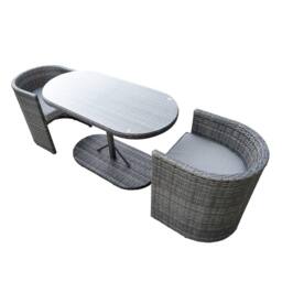 Charles Bentley St Tropez Rattan Bistro Set - Grey Compact Chat Set for Two - thumbnail 6