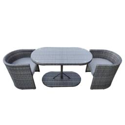 Charles Bentley St Tropez Rattan Bistro Set - Grey Compact Chat Set for Two - thumbnail 5