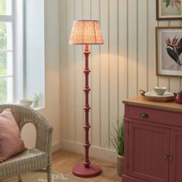 Netlighting Carnaby Pink Floor Lamp Pink Fabric Ripple Shade 35cm B22 - thumbnail 2