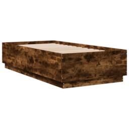 Berkfield Home Durable Bed Frame with LED without Mattress Smoked Oak 90x190 cm in Brown - Size: Single - thumbnail 1