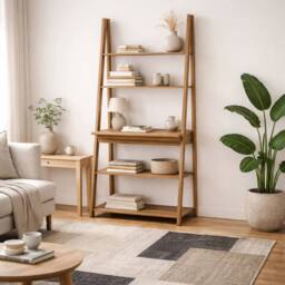 Wyld Haus Athy Brown Oak Ladder Desk 5 Shelves - thumbnail 1