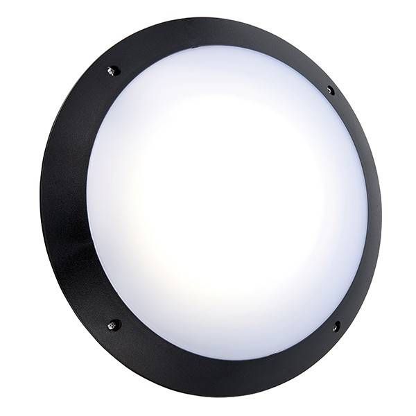 Netlighting Seran Integrated LED Outdoor Microwave Wall Light Matt Black Textured Opal IP65 - image 1