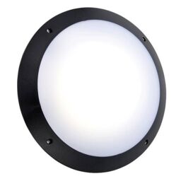 Netlighting Seran Integrated LED Outdoor Microwave Wall Light Matt Black Textured Opal IP65 - thumbnail 1