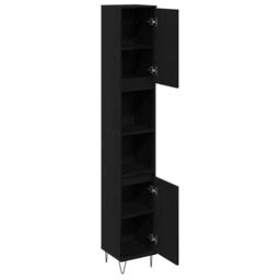 Berkfield Home Bathroom Cabinet Black Oak 30x30x190 cm Engineered Wood - Size: 30 x 30 x 190 cm - thumbnail 5