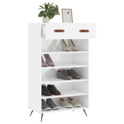Berkfield Home Shoe Cabinet High Gloss White 60x35x105 cm Engineered Wood - Size: 60 x 35 x 105 cm - thumbnail 4