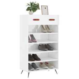 Berkfield Home Shoe Cabinet High Gloss White 60x35x105 cm Engineered Wood - Size: 60 x 35 x 105 cm - thumbnail 3