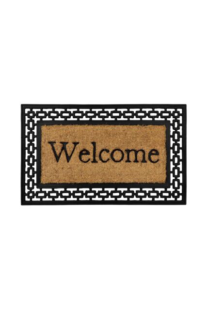 JVL Mila Embossed Rubber Tuffscrape Doormat 45x75cm in Natural - Size: 45 cm x 75 cm - image 1