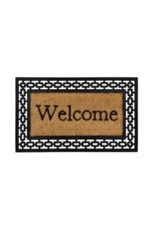 JVL Mila Embossed Rubber Tuffscrape Doormat 45x75cm in Natural - Size: 45 cm x 75 cm - thumbnail 1