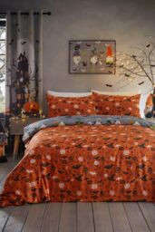 Bedlam 'Scary Gonks' Glow in the Dark Halloween Duvet Cover Set in Grey - Size: Single - thumbnail 3