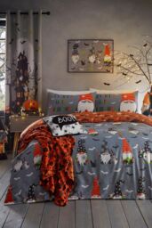 Bedlam 'Scary Gonks' Glow in the Dark Halloween Duvet Cover Set in Grey - Size: Single - thumbnail 4